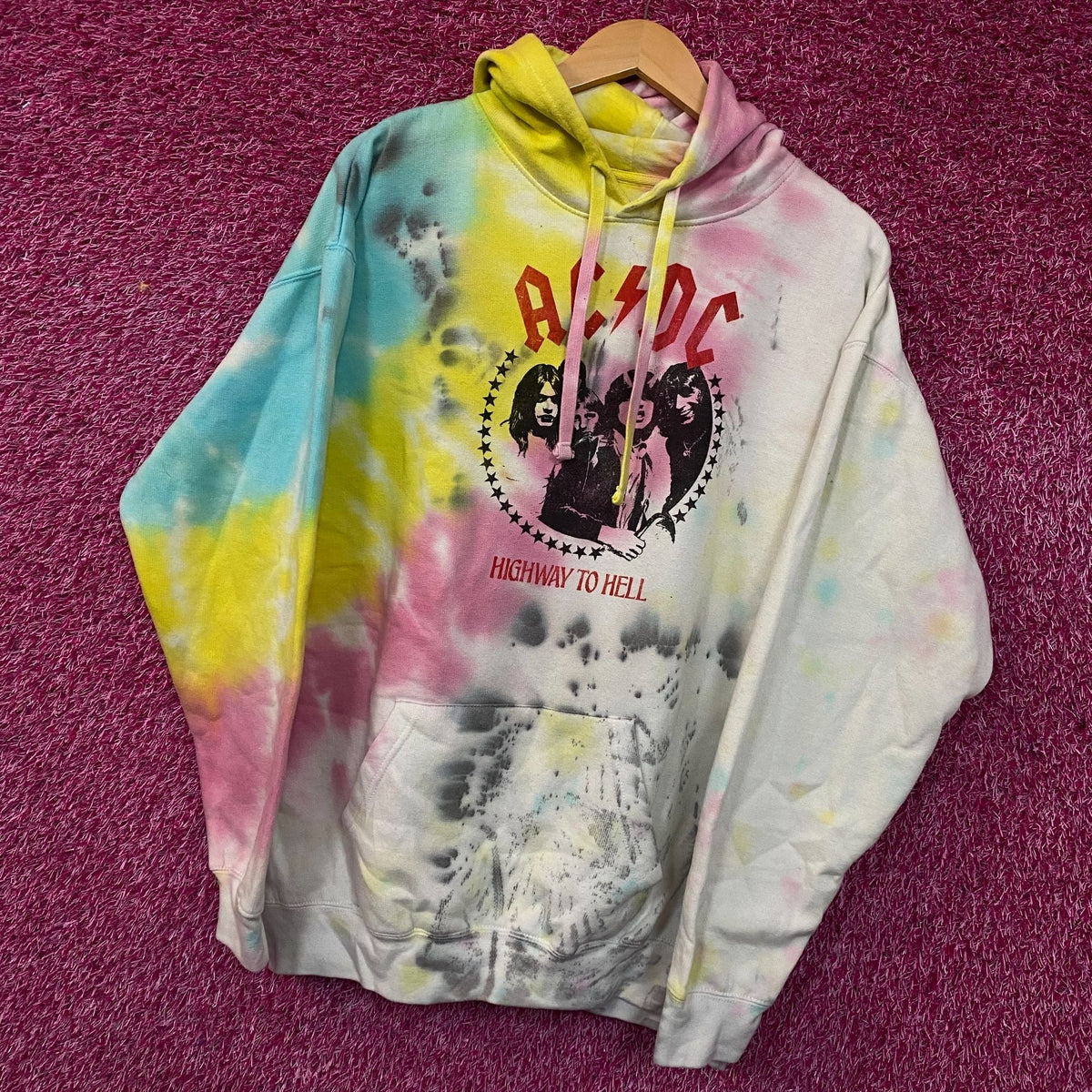 AC/DC Highway to Hell Album Rock Band Tie Dye Hoodie XL product image 3