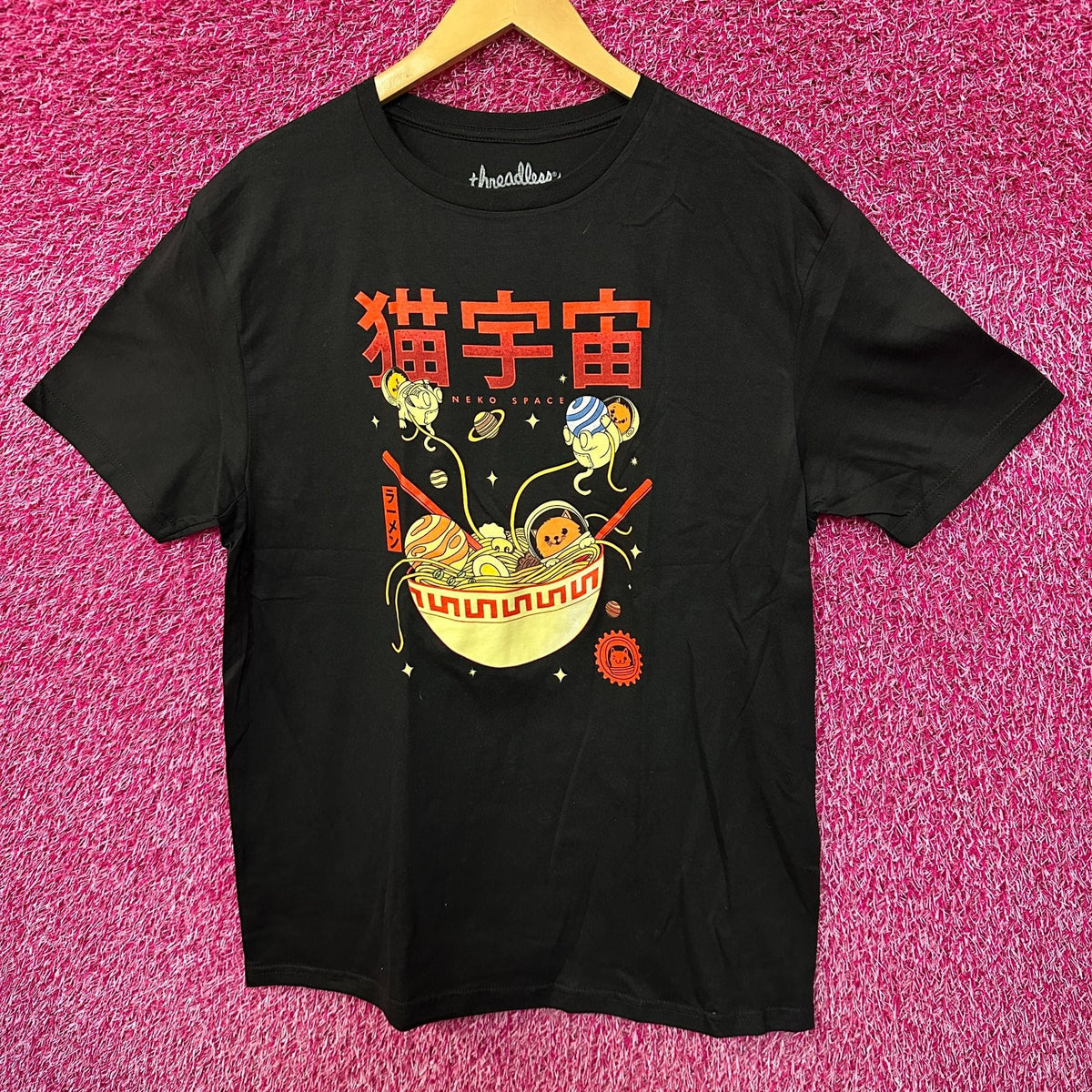 Neko Space Ramen Cats Threadless Pop Art Kawaii Anime Tee L product image 1