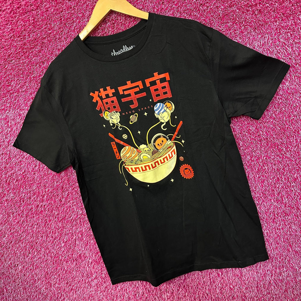 Neko Space Ramen Cats Threadless Pop Art Kawaii Anime Tee L product image 3