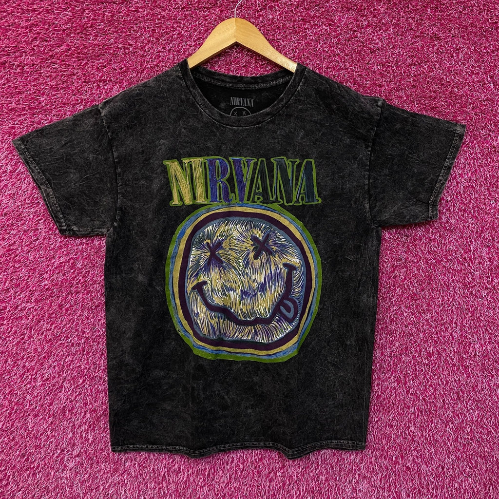 Nirvana Smiley Face Acid Wash Tshirt size large product image 1
