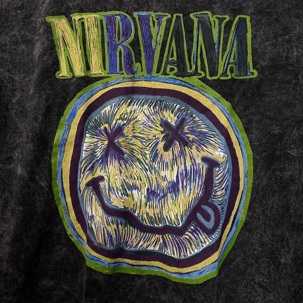Nirvana Smiley Face Acid Wash Tshirt size large product image 2