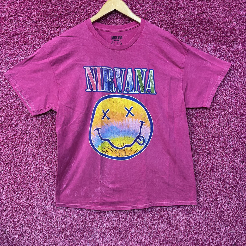 Nirvana Smiley Face Logo Pink T-Shirt XL product image 1