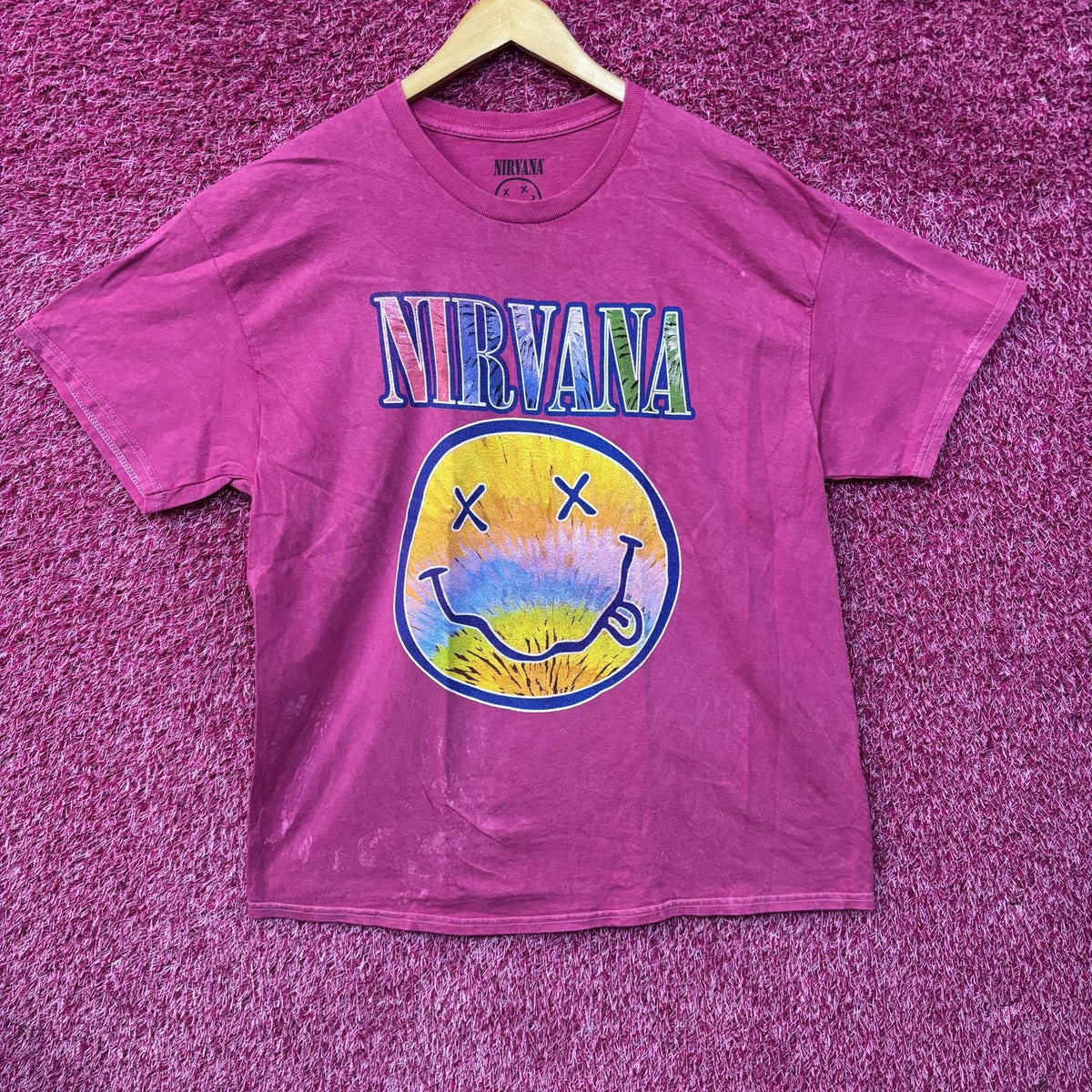 Nirvana Smiley Face Logo Pink T-Shirt XL product image 1