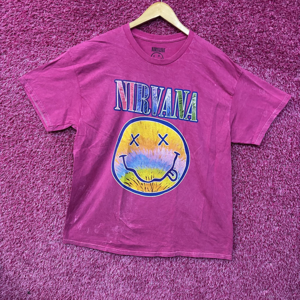 Nirvana Smiley Face Logo Pink T-Shirt XL product image 3