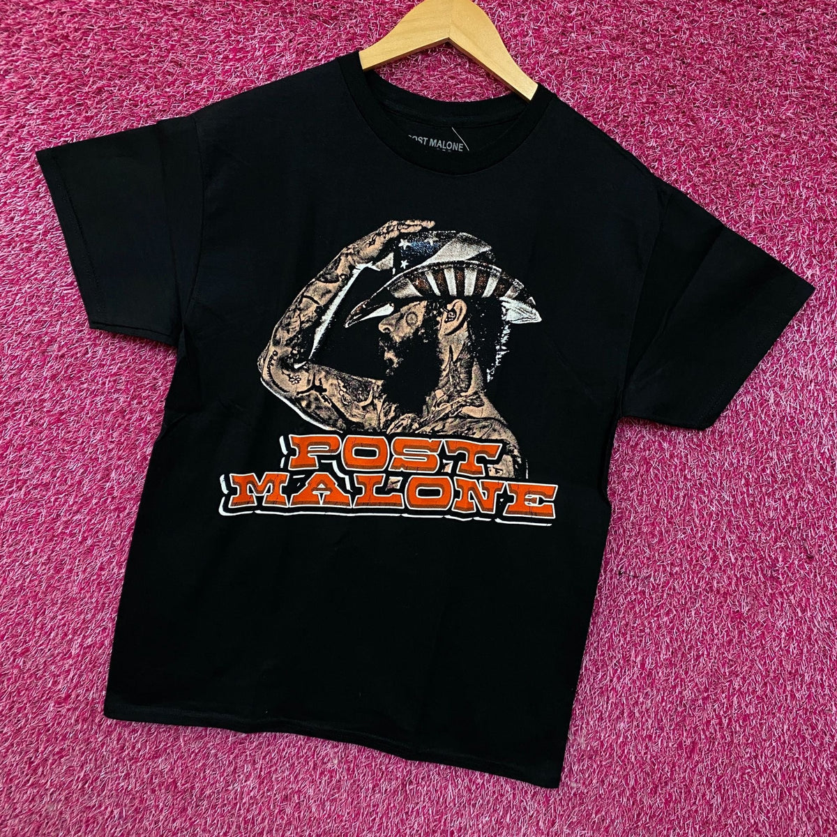 Post Malone Cowboy Hat Portrait Graphic T-Shirt Medium