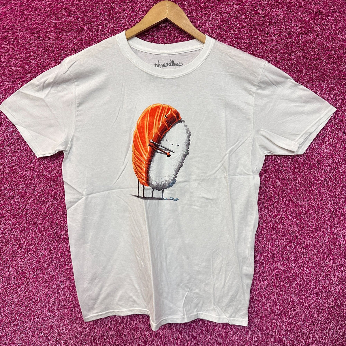 Sushi Hug Salmon & Rice Snuggle Kawaii Art Threadless Tee L product image 1