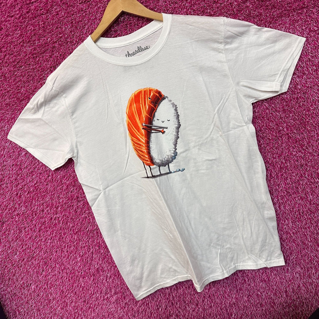 Sushi Hug Salmon & Rice Snuggle Kawaii Art Threadless Tee L product image 3
