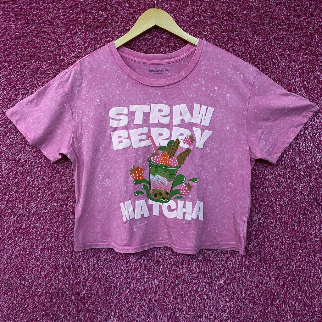 Rebellious One Strawberry Matcha Graphic Women's Crop Top product image 1