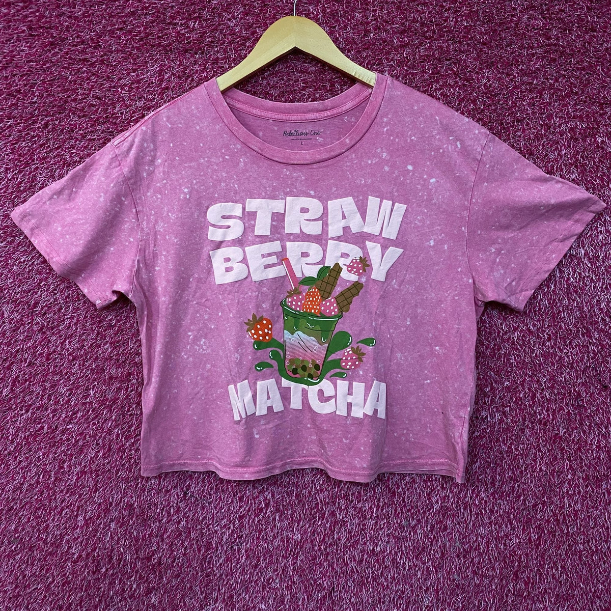 Rebellious One Strawberry Matcha Graphic Women's Crop Top product image 1