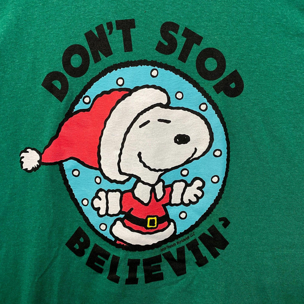 Santa Snoopy Dont Stop Believin Peanuts Christmas Tee L product image 2