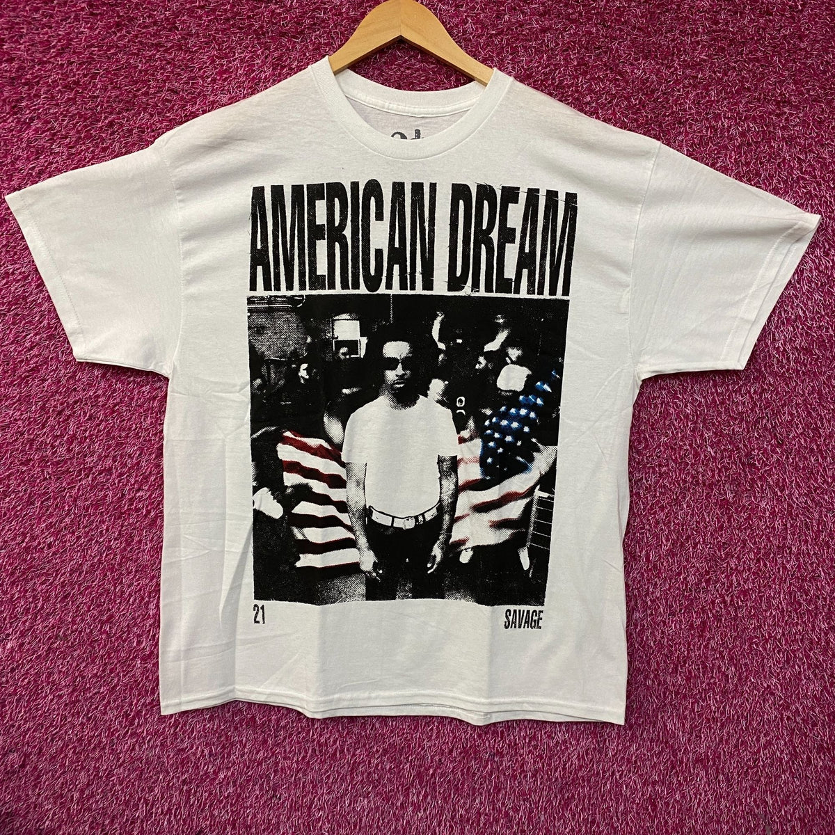 21 Savage American Dream Flag Portrait Graphic T-Shirt XL product image 1