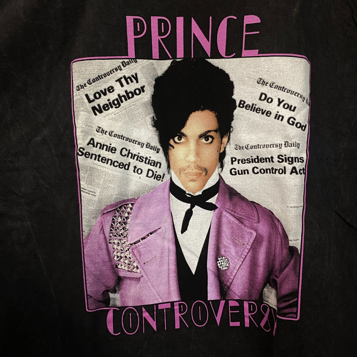 Prince Controversy Washed Acid-Wash Graphic T-Shirt XL product image 2