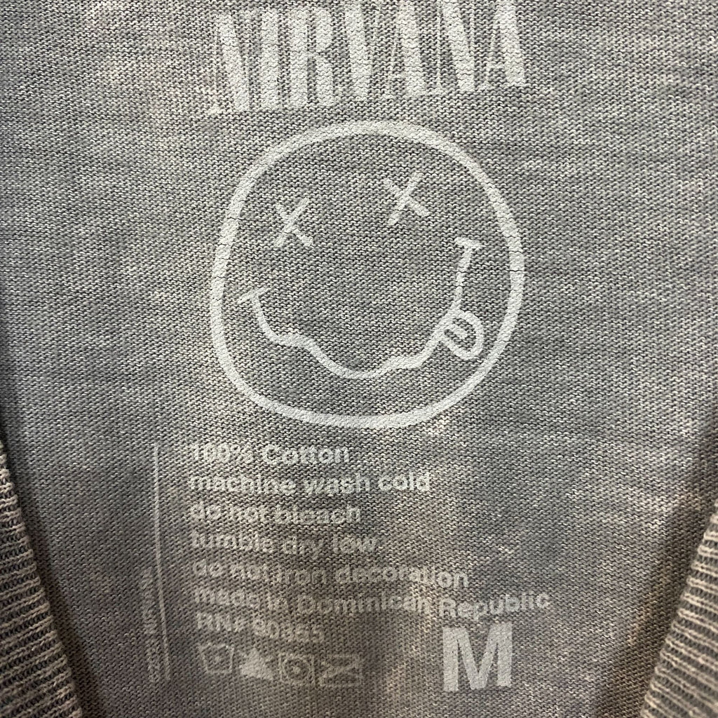 Nirvana Smiley Face Acid Wash Graphic Grunge T-Shirt Medium product image 5