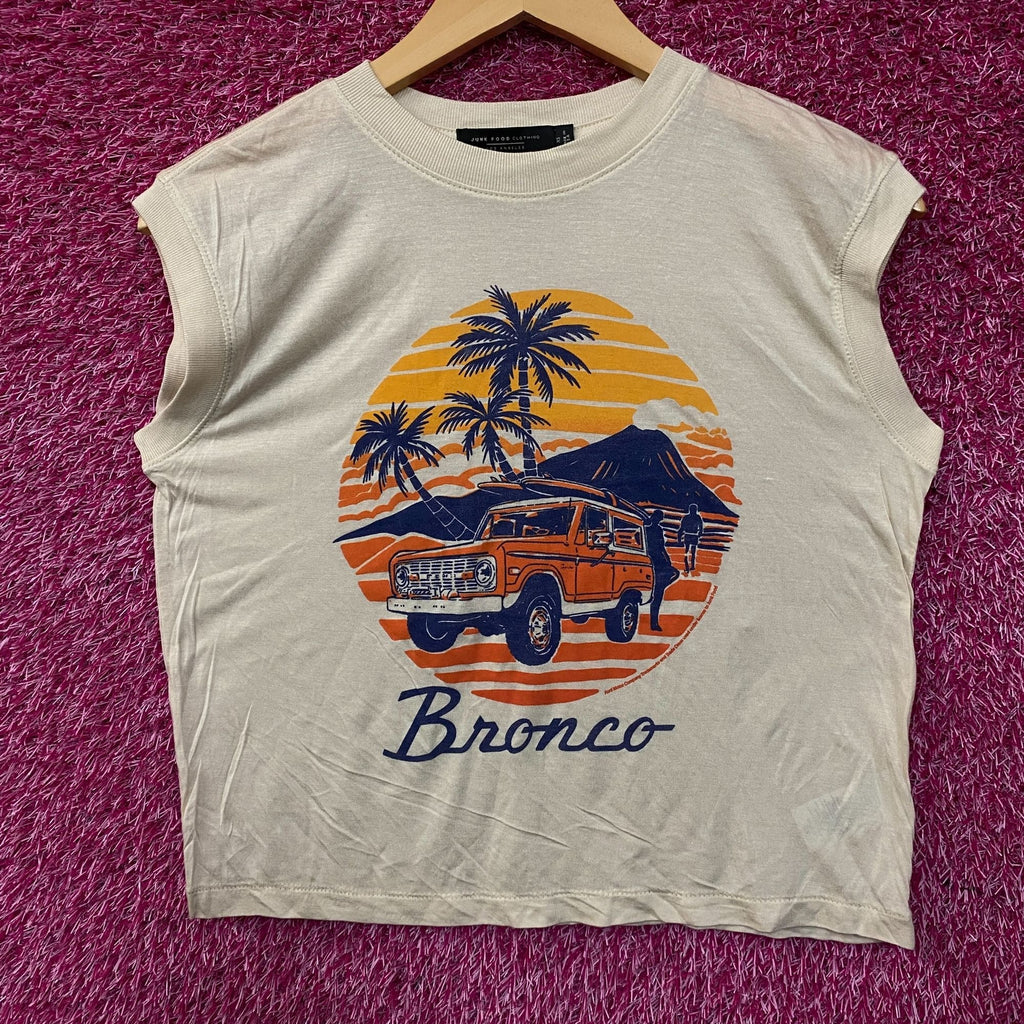 Junk Food Clothing Ford Bronco Sunset Graphic Tissue Crop Tank XS