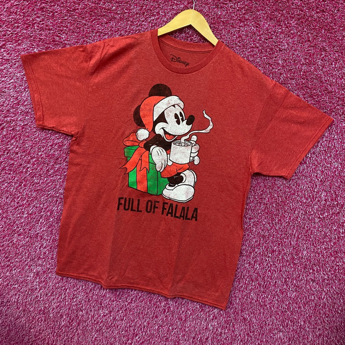 Santa Mickey Mouse Full of Falala Christmas Disney Tee L product image 3