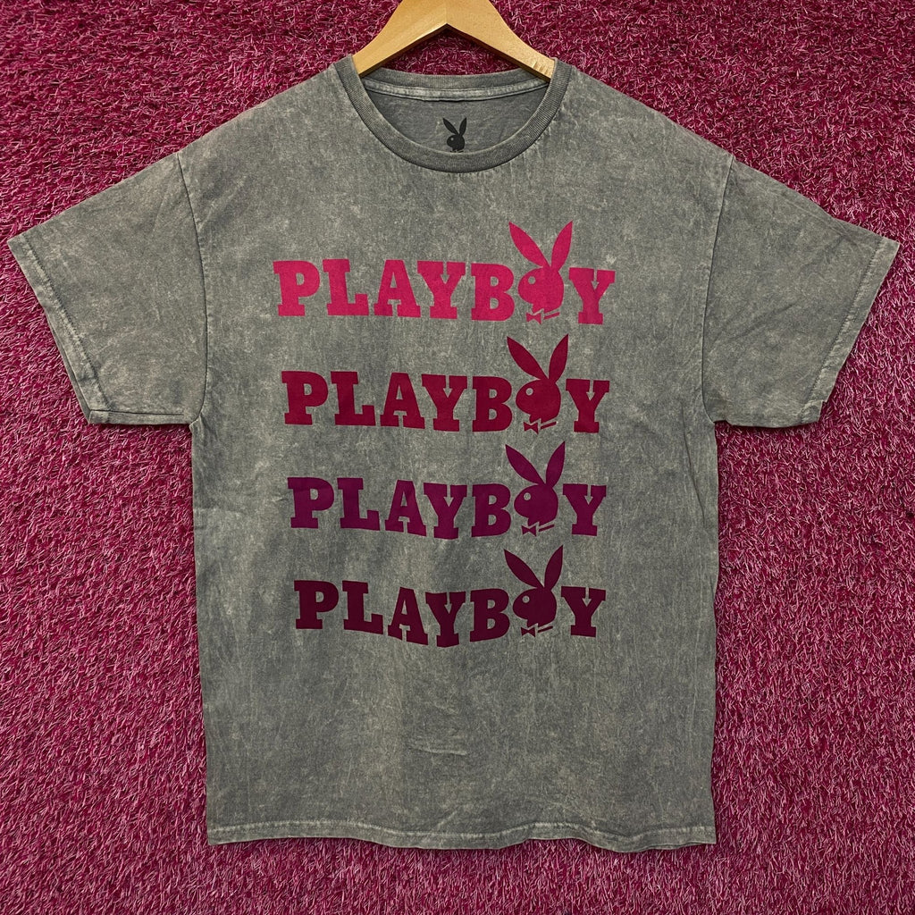 Playboy Stacked Logo Acid Wash Graphic T-Shirt Large product image 1
