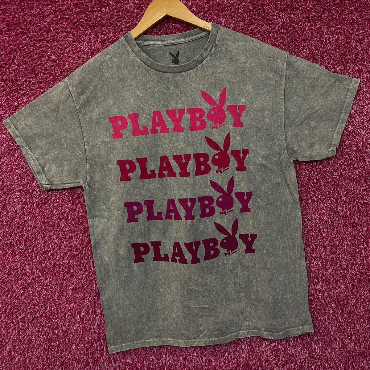 Playboy Stacked Logo Acid Wash Graphic T-Shirt Large product image 3