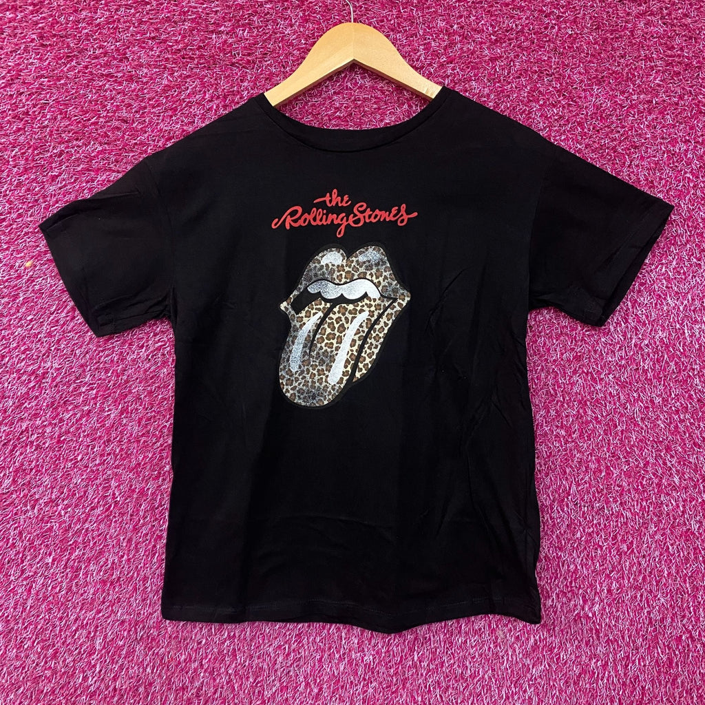 Rolling Stones Leopard Print Tongue Graphic Women's T-Shirt product image 1