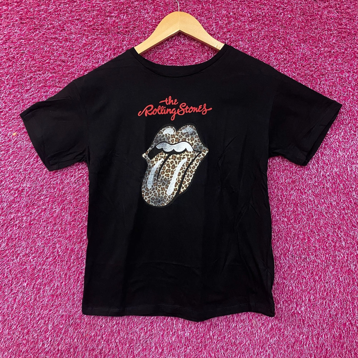 Rolling Stones Leopard Print Tongue Graphic Women's T-Shirt product image 1