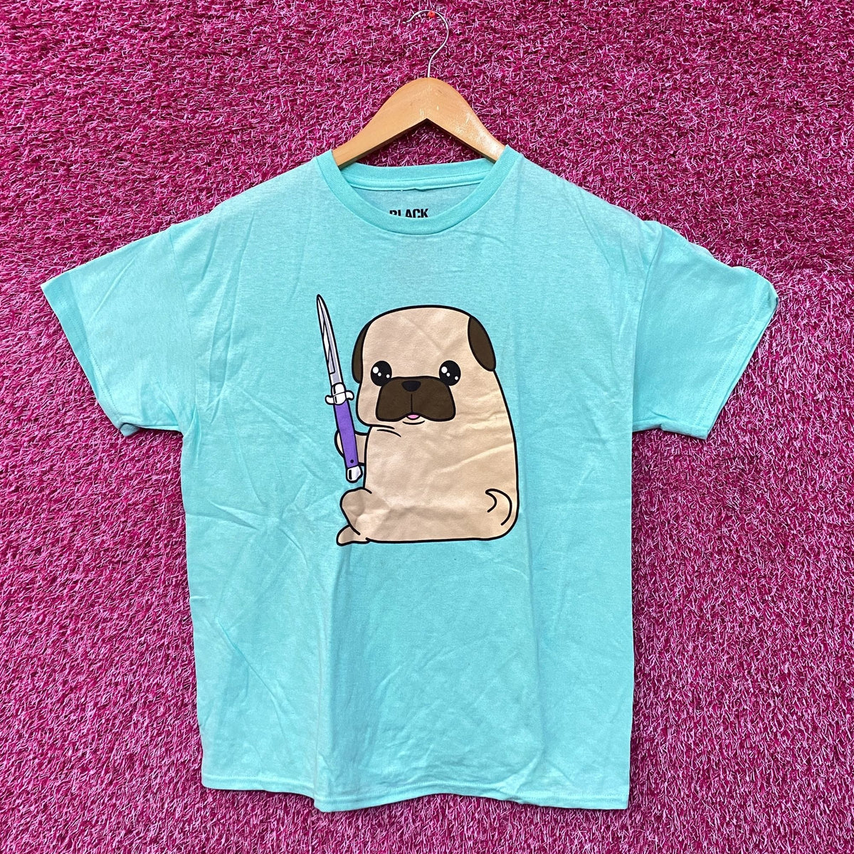 Doug The Thug Pug Butterfly Knife Kawaii Pop Art Tee M product image 1