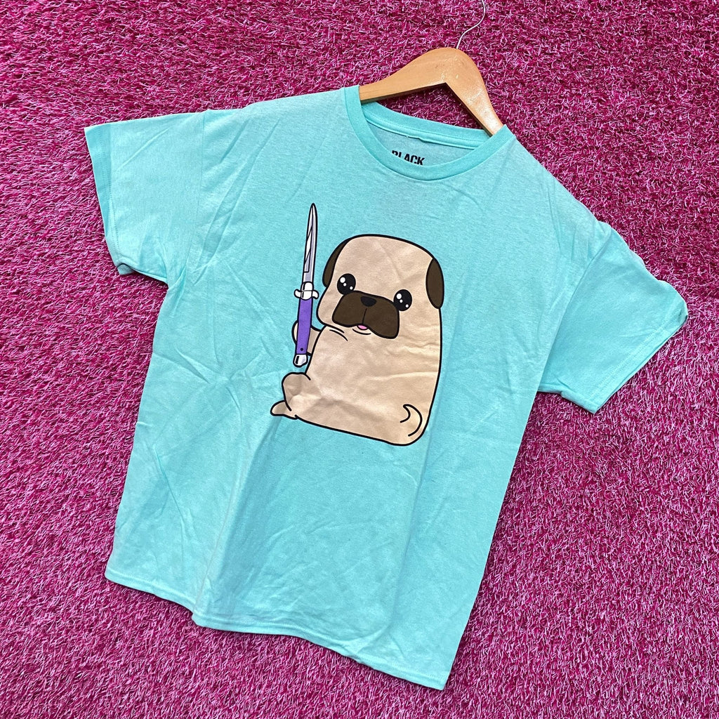 Doug The Thug Pug Butterfly Knife Kawaii Pop Art Tee M product image 3