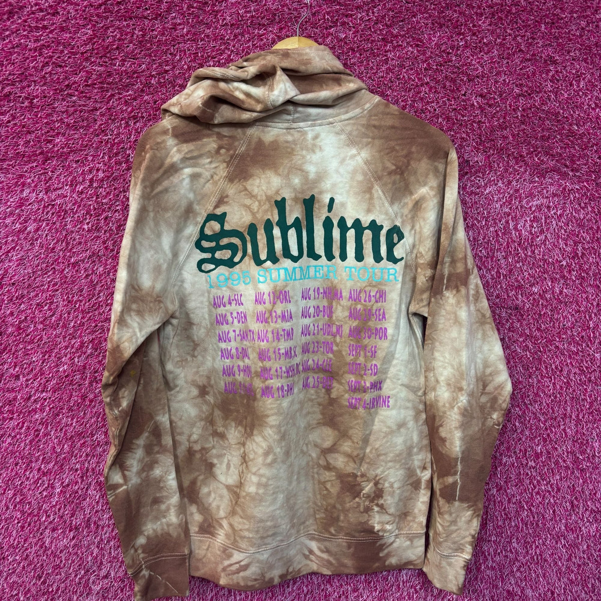 Sublime 1995 Summer Tour Tie Dye Ska Rock Band Hoodie Small product image 3