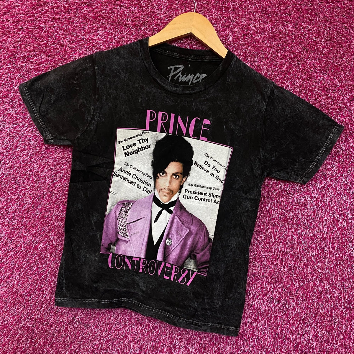 Prince Controversy Washed Acid-Wash Graphic T-Shirt Small product image 7