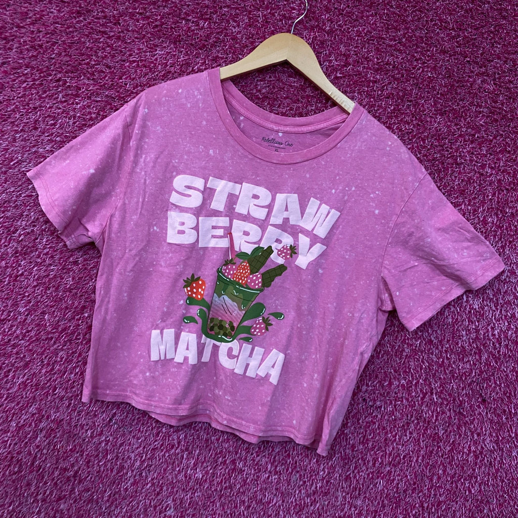 Rebellious One Strawberry Matcha Graphic Women's Crop Top XL