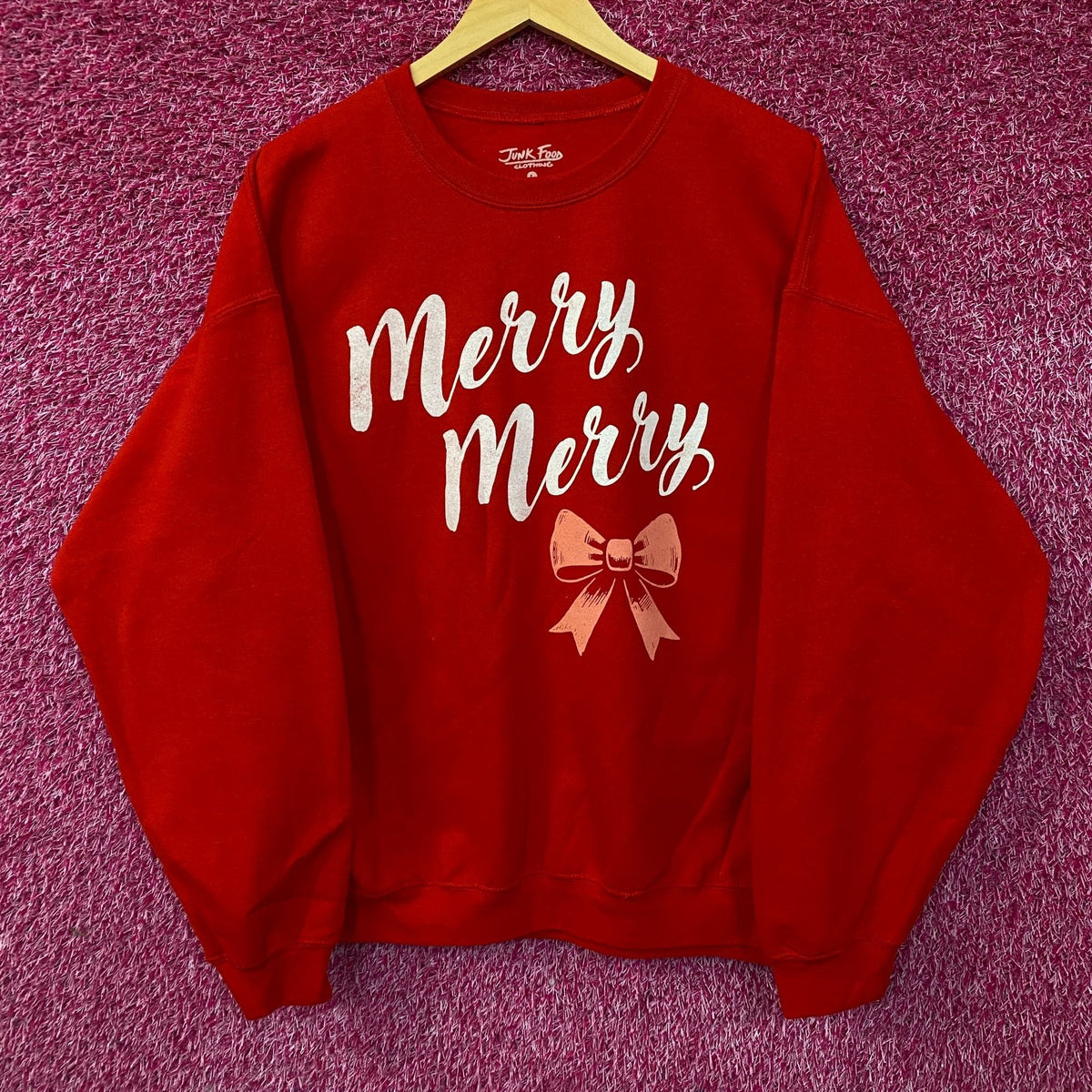 Junk Food Merry Graphic Fleece Sweatshirt Large product image 1