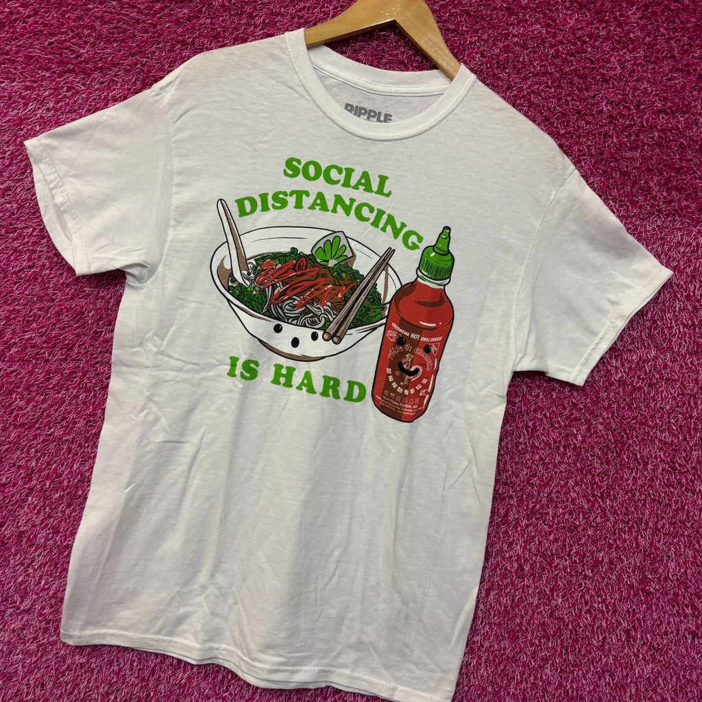 Social distancing is hard damn siracha Tshirt size medium product image 2