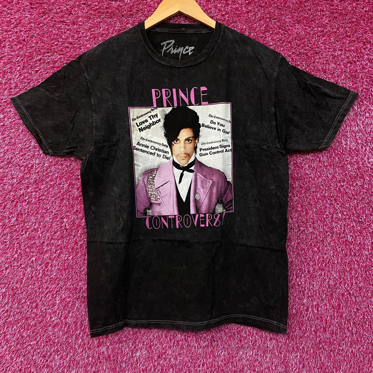 Prince Controversy Washed Acid-Wash Graphic T-Shirt Large product image 1