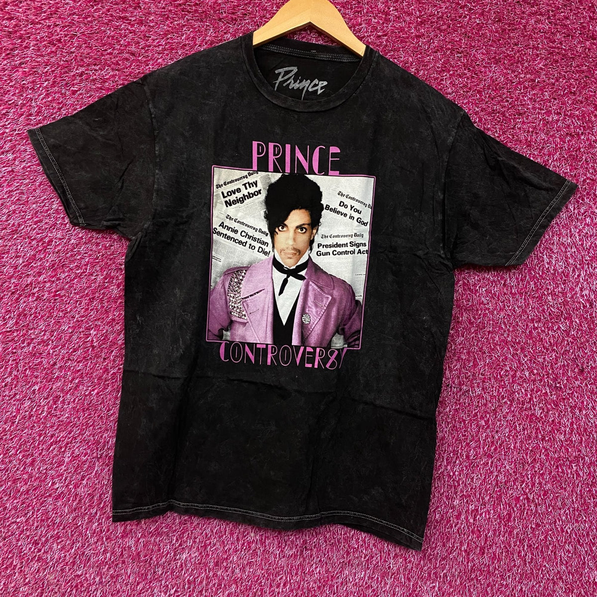 Prince Controversy Washed Acid-Wash Graphic T-Shirt Large product image 2
