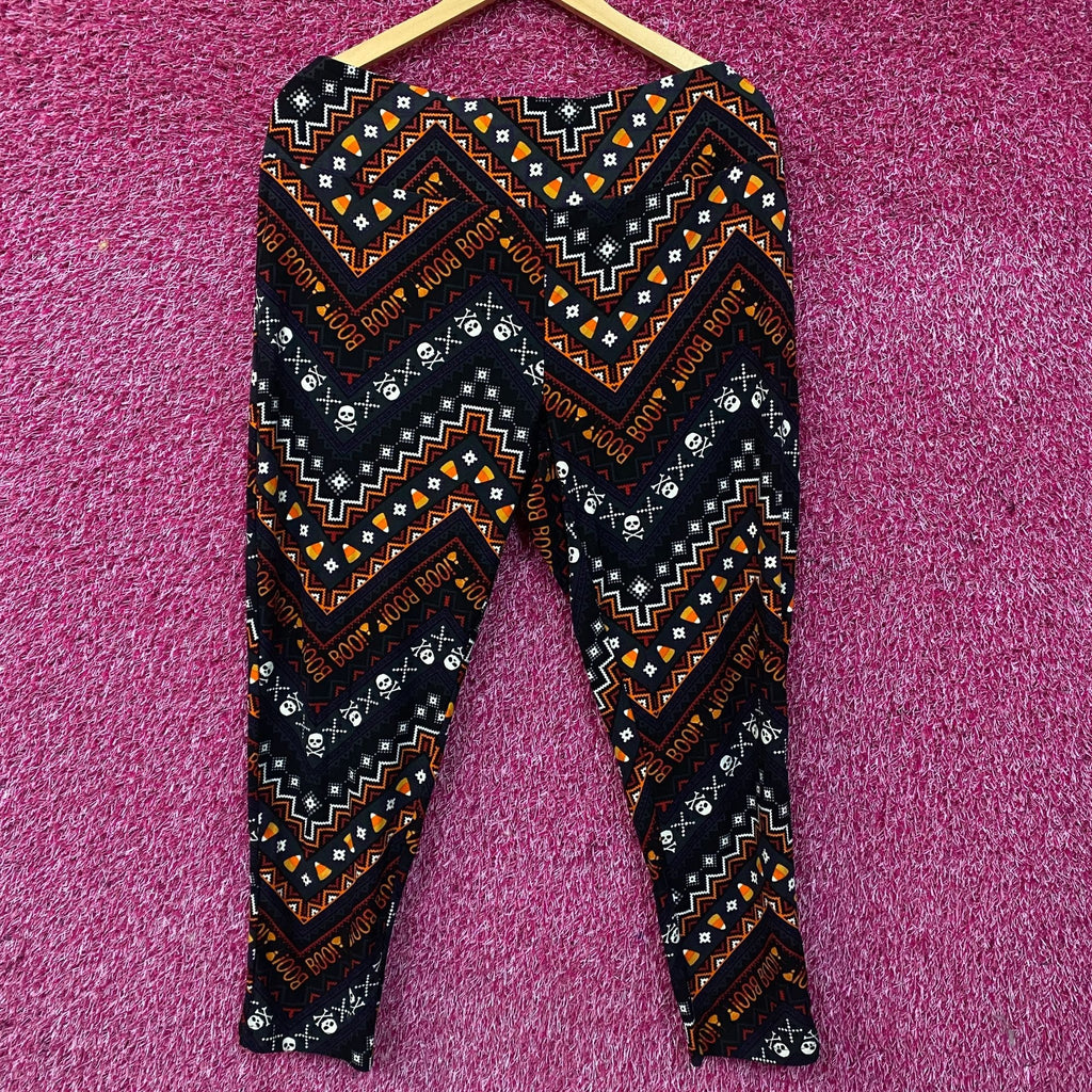 Terra & Sky Halloween Boo Skull Cross Bone High Rise Leggings 2X