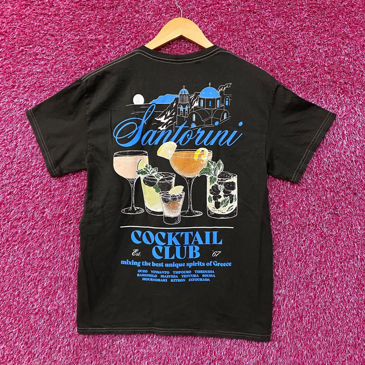 Strange Daze Santorini Cocktail Club Graphic T-Shirt Medium product image 1