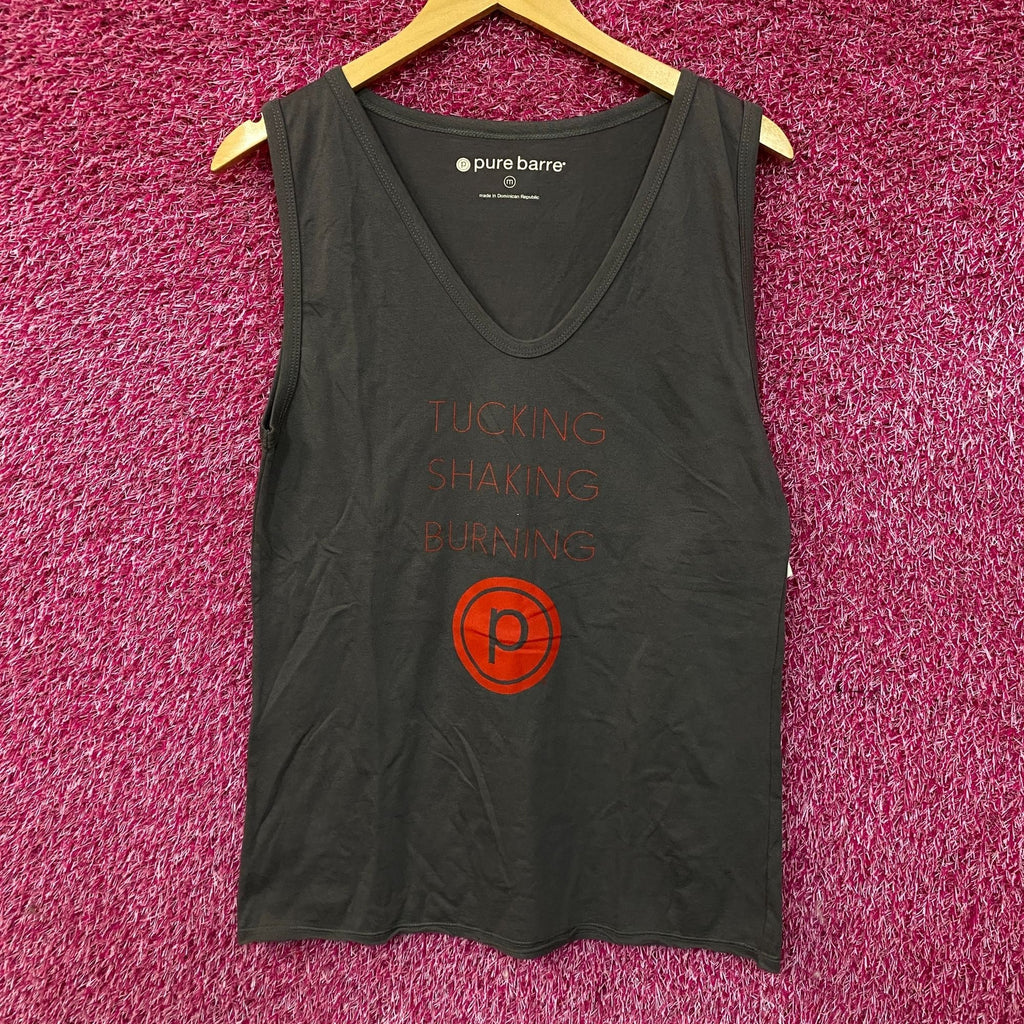Pure Barre "Tucking, Shaking, Burning" V-Neck Workout Tank Medium