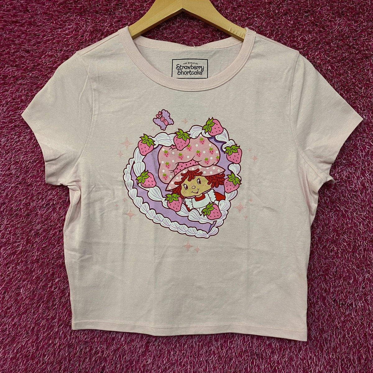 Strawberry Shortcake Heart Cake Glitter Women's Baby Tee XL product image 1