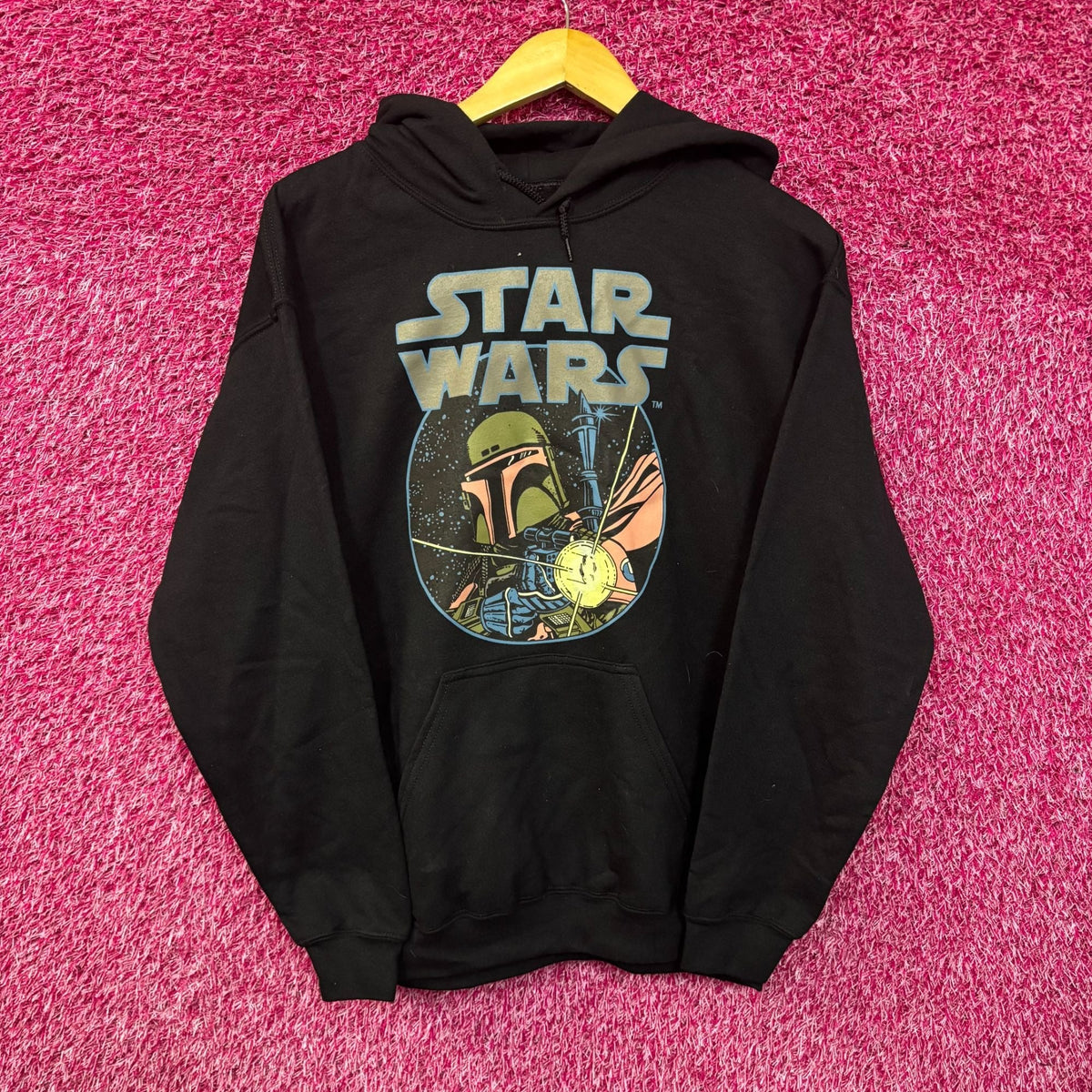 Star Wars Boba Fett Black Pullover Hoodie Men's Medium product image 1
