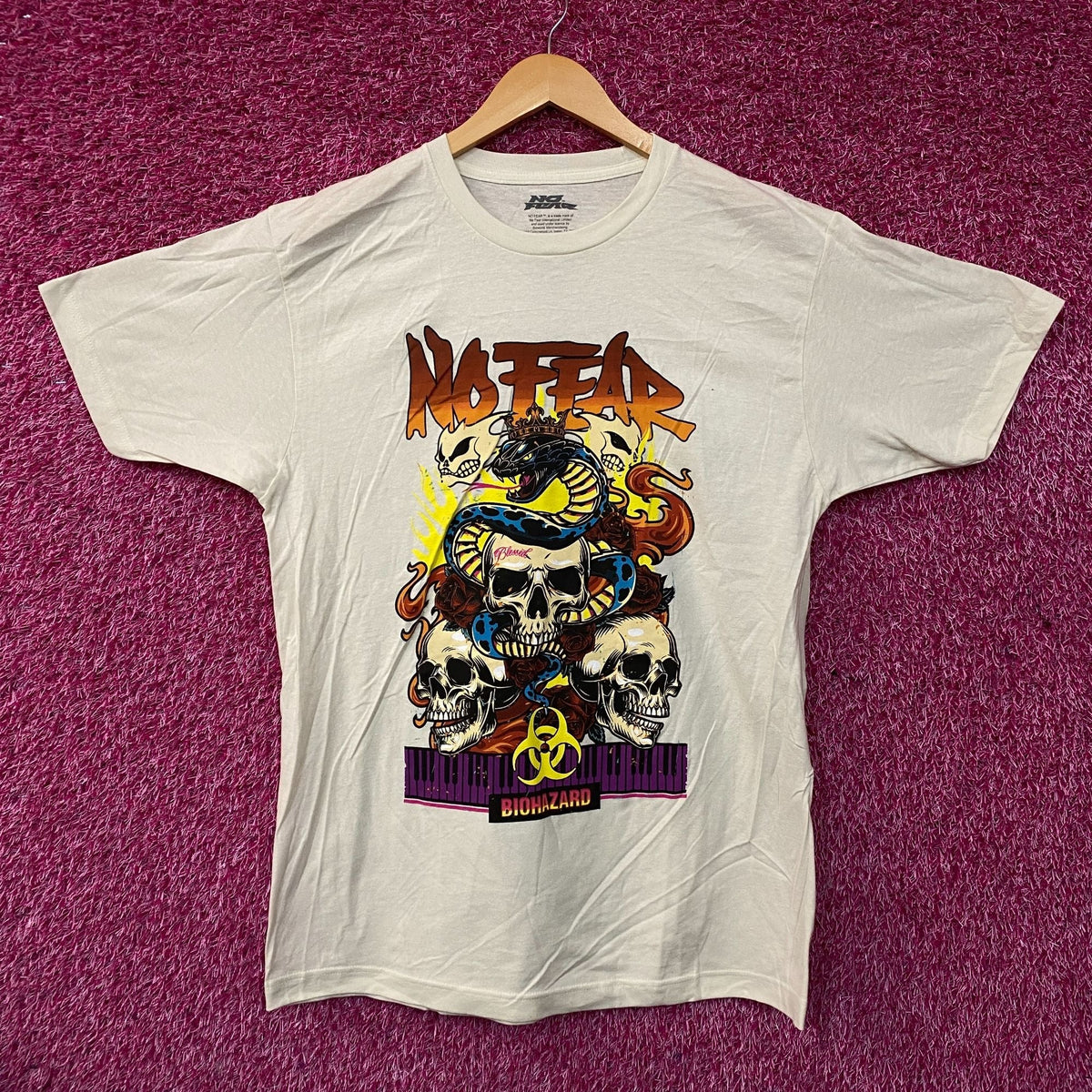 No Fear Biohazard Skulls, Snakes & Flames Graphic T-Shirt product image 1
