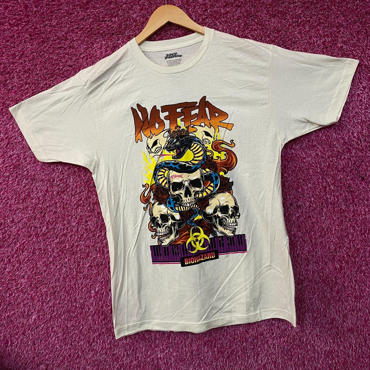 No Fear Biohazard Skulls, Snakes & Flames Graphic T-Shirt product image 3