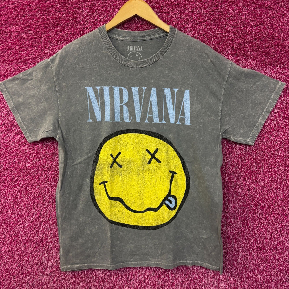 Nirvana Nevermind Smiley Face mineral wash tshirt size large product image 1