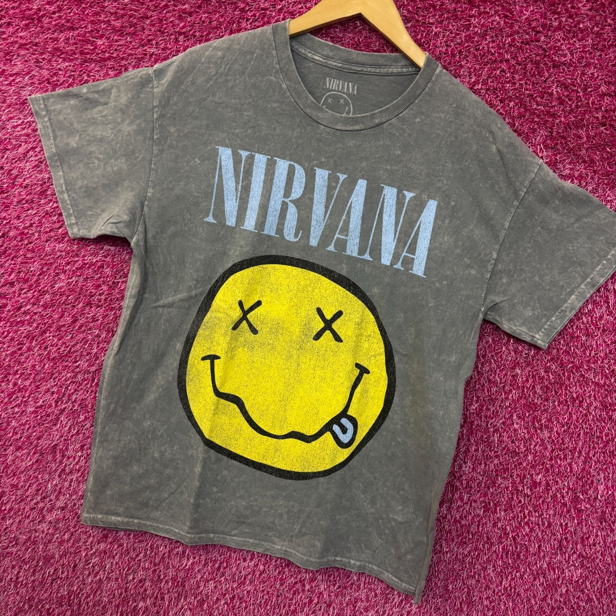 Nirvana Nevermind Smiley Face mineral wash tshirt size large product image 3
