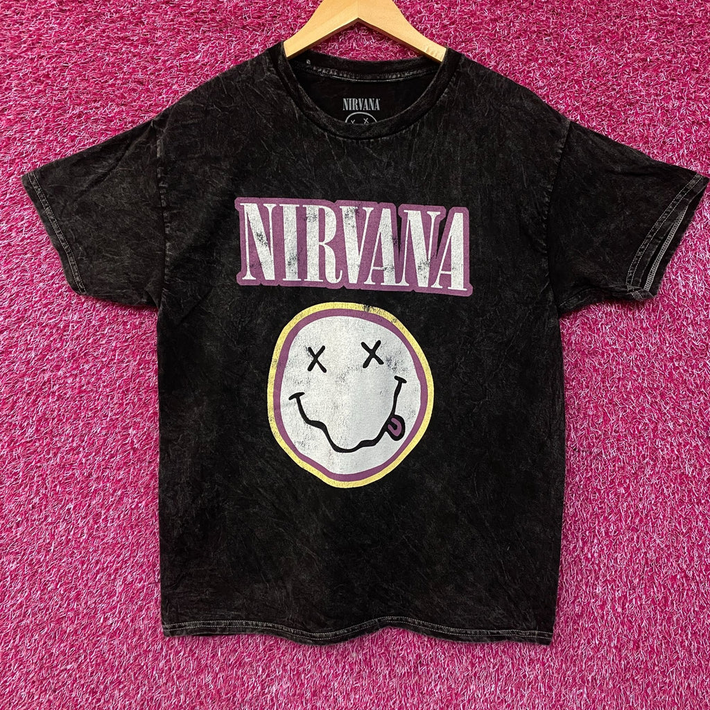 Nirvana Dead Smiley Face Logo Mineral Wash T-Shirt Large product image 1
