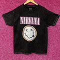 Nirvana Dead Smiley Face Logo Mineral Wash T-Shirt Large product image 1
