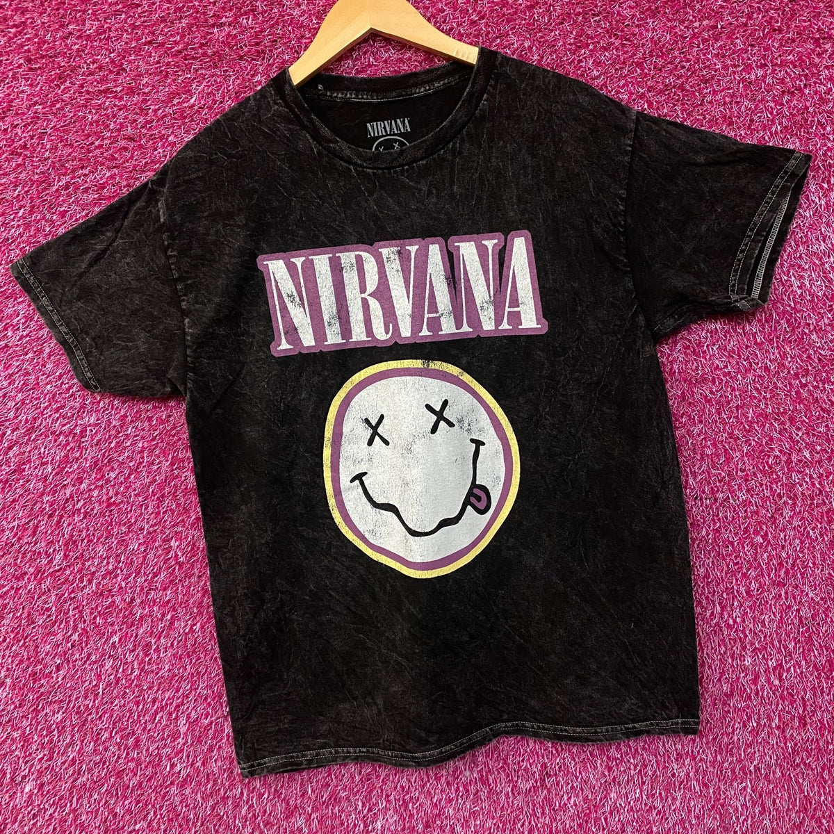 Nirvana Dead Smiley Face Logo Mineral Wash T-Shirt Large product image 3