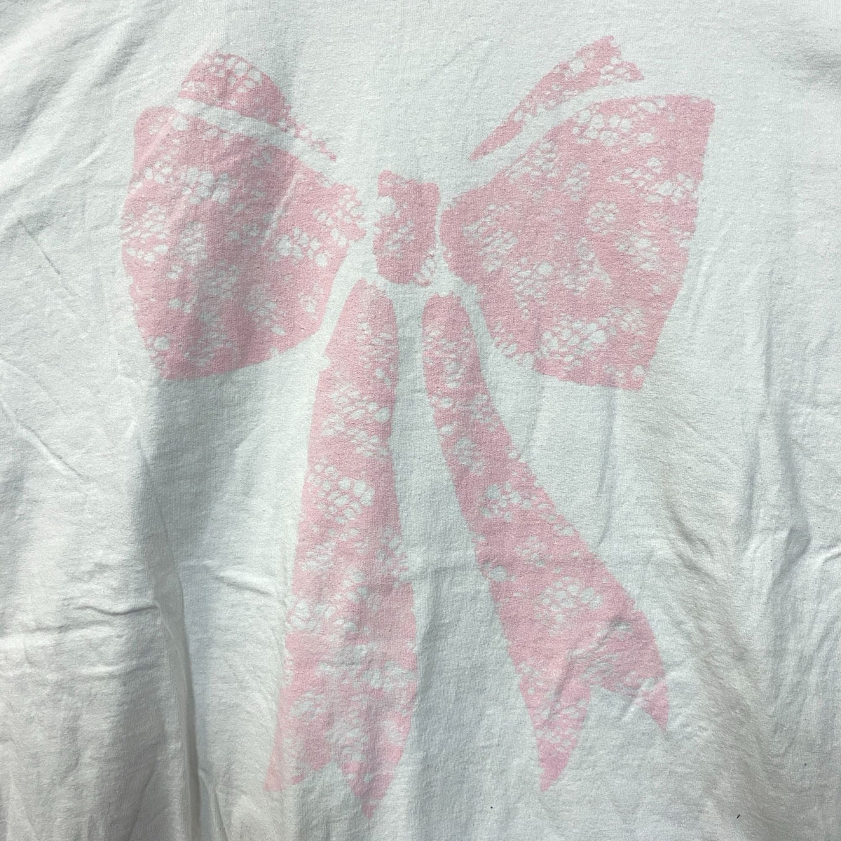 Pink Lace Print Bow T-shirt Large product image 2