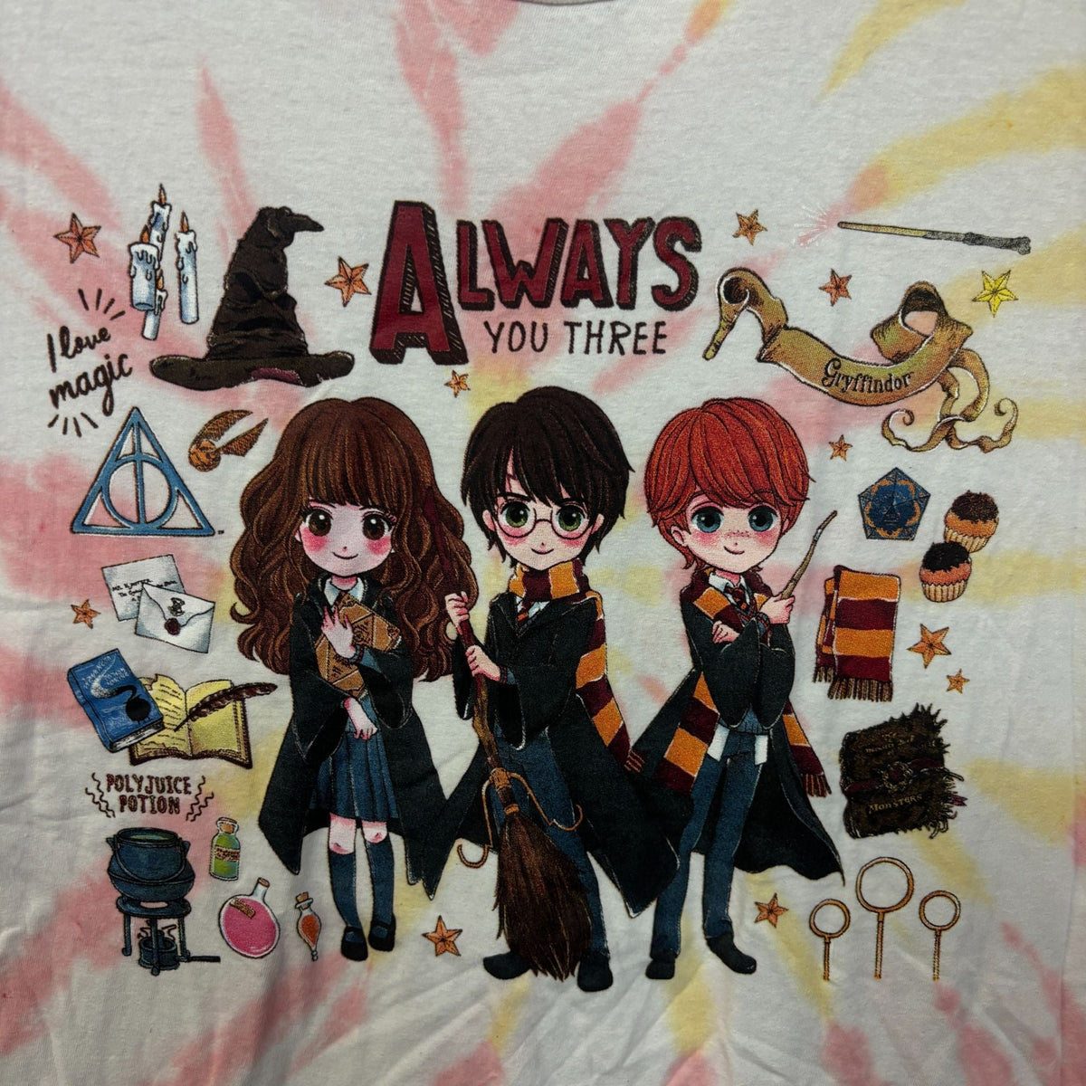 Harry Potter Chibi Hermoine, Ron, tiedye T-shirt size medium product image 2