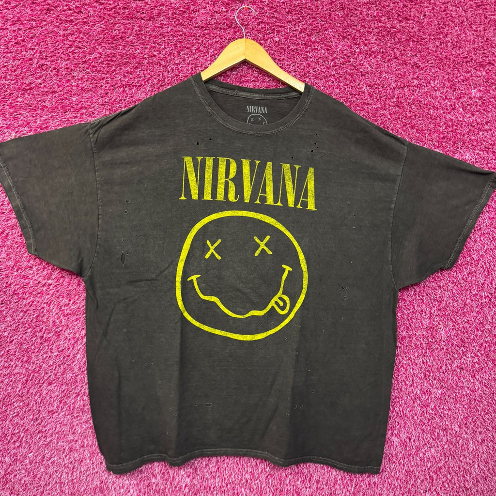Nirvana Nevermind Smiley Distressed Grunge Rock Band Tee O/S product image 1