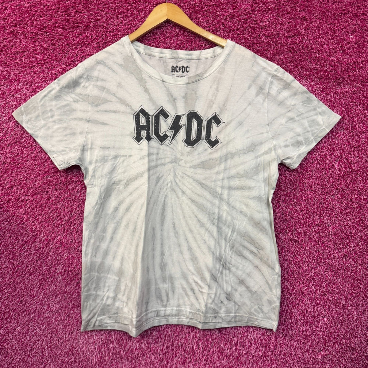 AC/DC Bedazzled Spell Out Logo Hard Rock Band Tie Dye 2XL