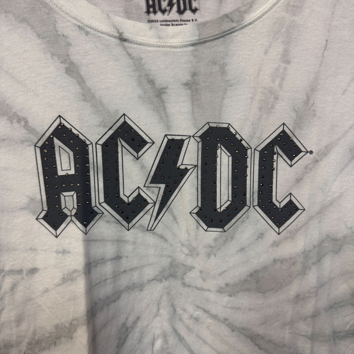 AC/DC Bedazzled Spell Out Logo Hard Rock Band Tie Dye 2XL