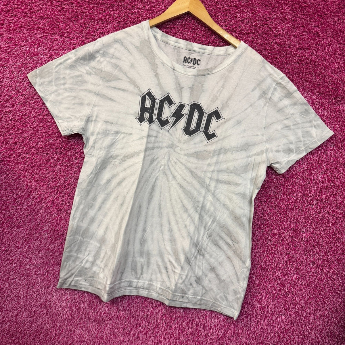 AC/DC Bedazzled Spell Out Logo Hard Rock Band Tie Dye 2XL